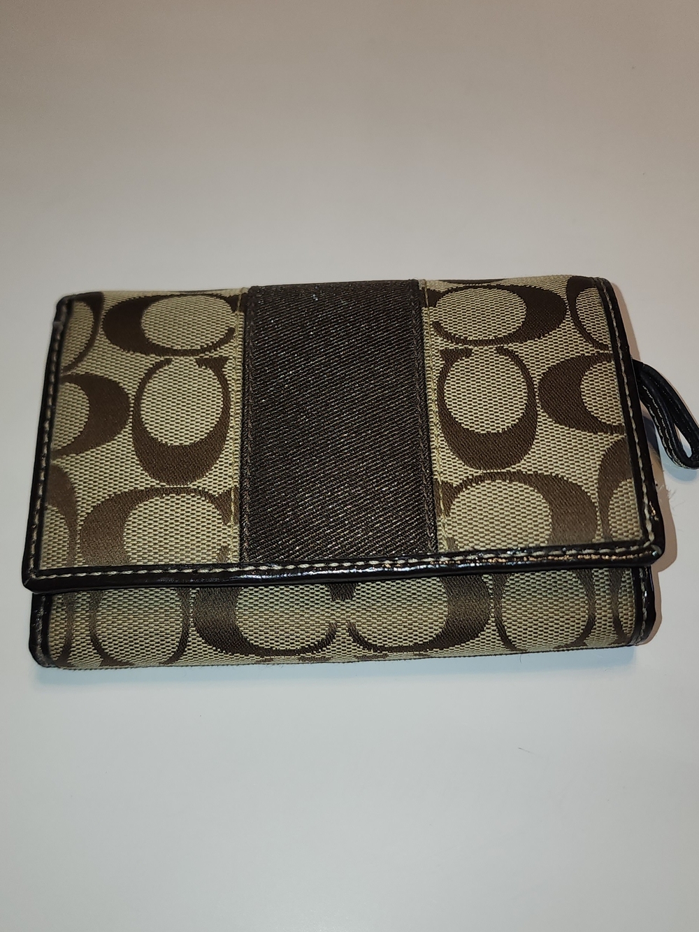 Coach Signature C Jacquard Canvas Trifold Wallet - Brown/Tan